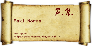 Paki Norma névjegykártya